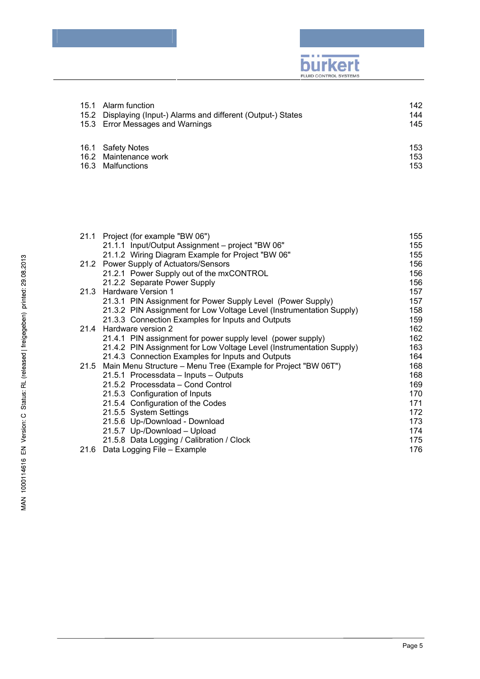 Burkert Type 8620 User Manual | Page 5 / 177