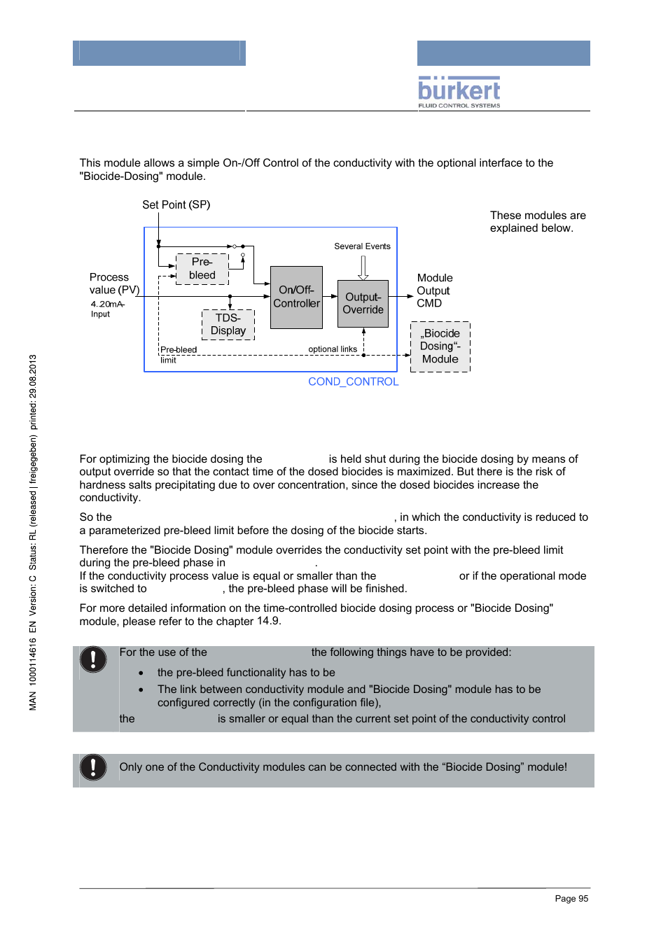 1 on-/off-control (cond_control), Pre-bleeding and "biocide dosing" module | Burkert Type 8620 User Manual | Page 95 / 177
