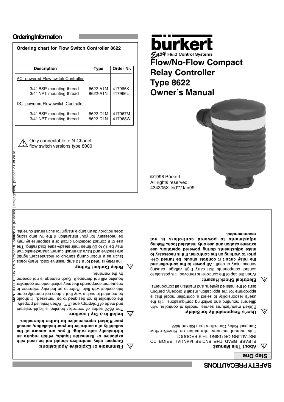 Burkert Type 8622 User Manual | 4 pages