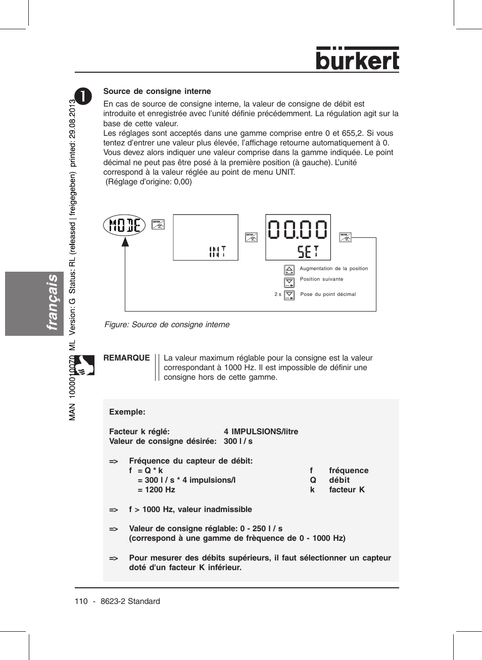 Français | Burkert Type 8623 User Manual | Page 112 / 130