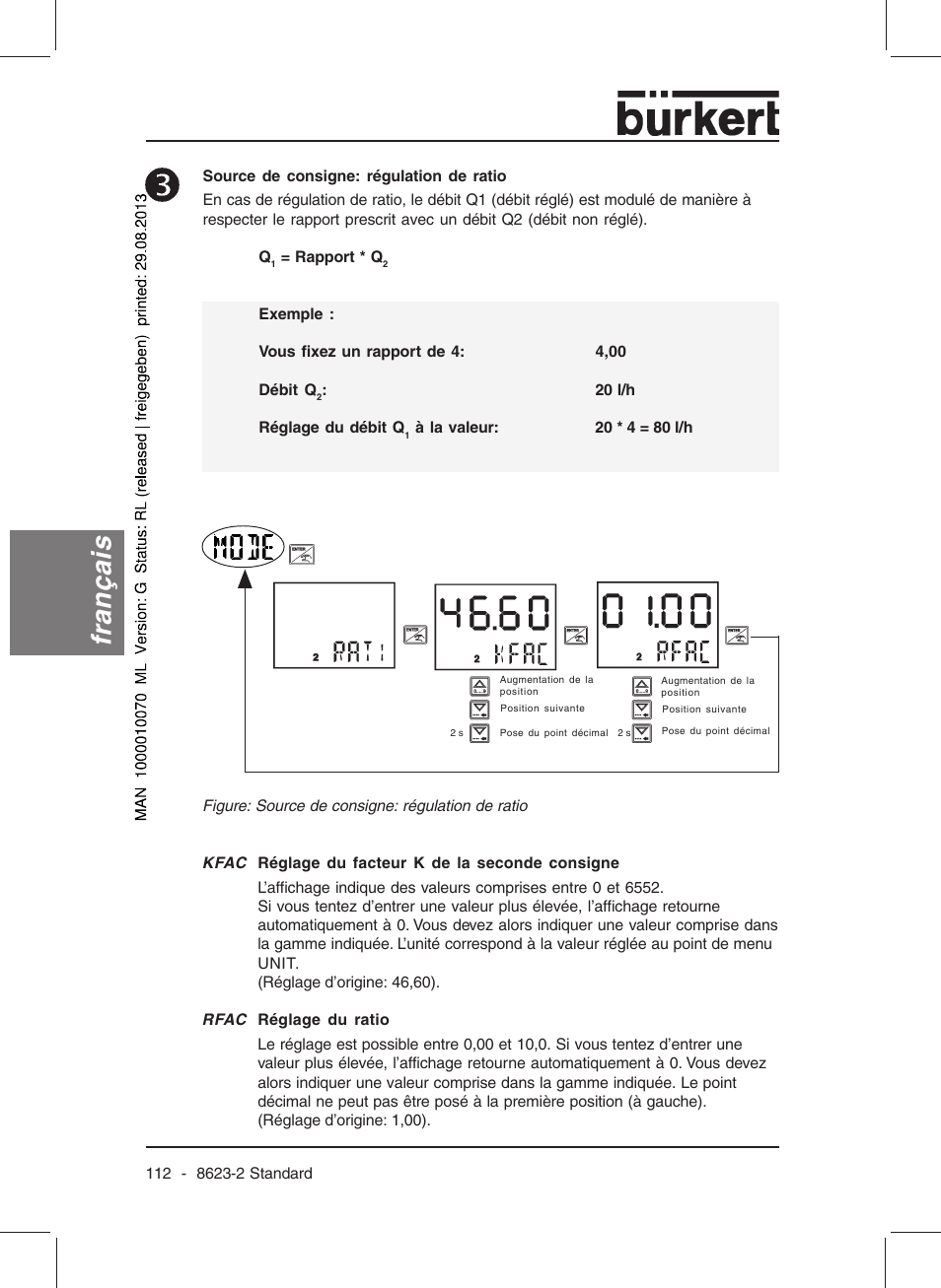 Français | Burkert Type 8623 User Manual | Page 114 / 130