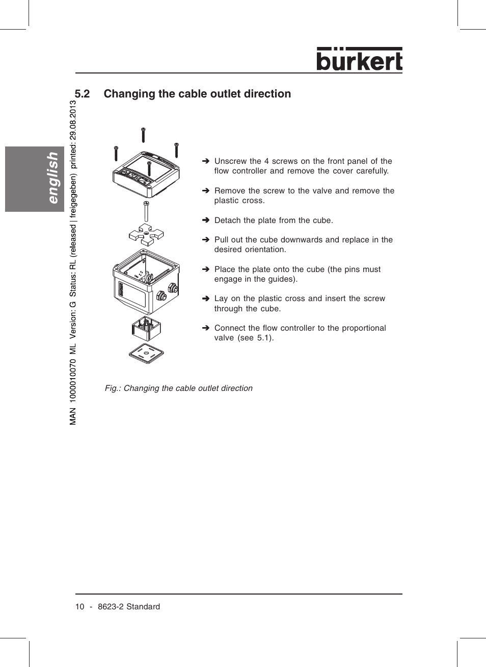 English, 2 changing the cable outlet direction | Burkert Type 8623 User Manual | Page 12 / 130