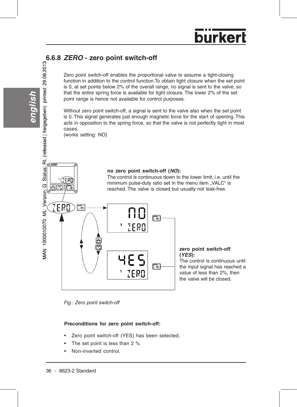 English, 8 zero - zero point switch-off | Burkert Type 8623 User Manual | Page 38 / 130