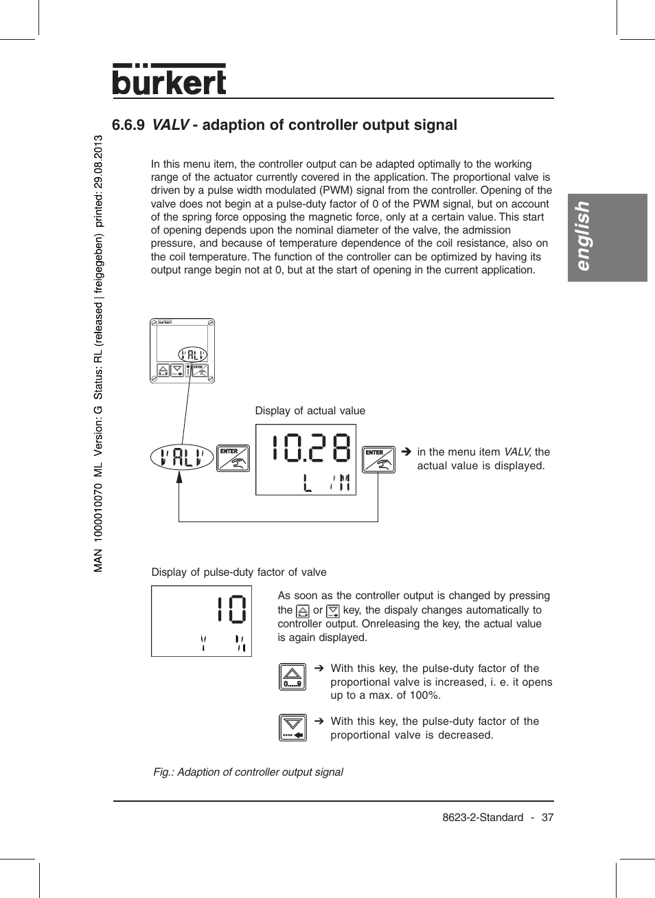 English, 9 valv - adaption of controller output signal | Burkert Type 8623 User Manual | Page 39 / 130