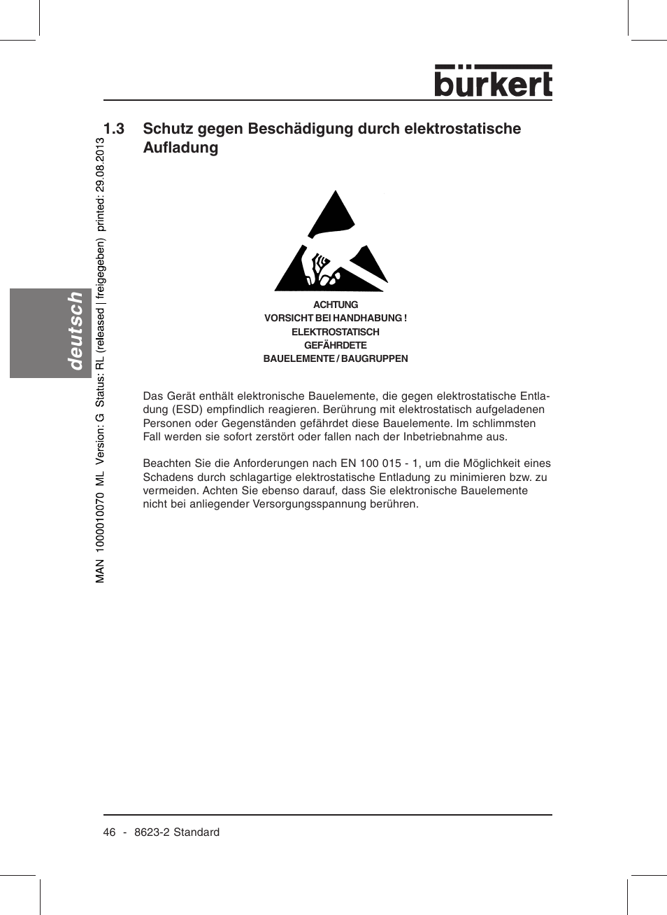 Deutsch | Burkert Type 8623 User Manual | Page 48 / 130