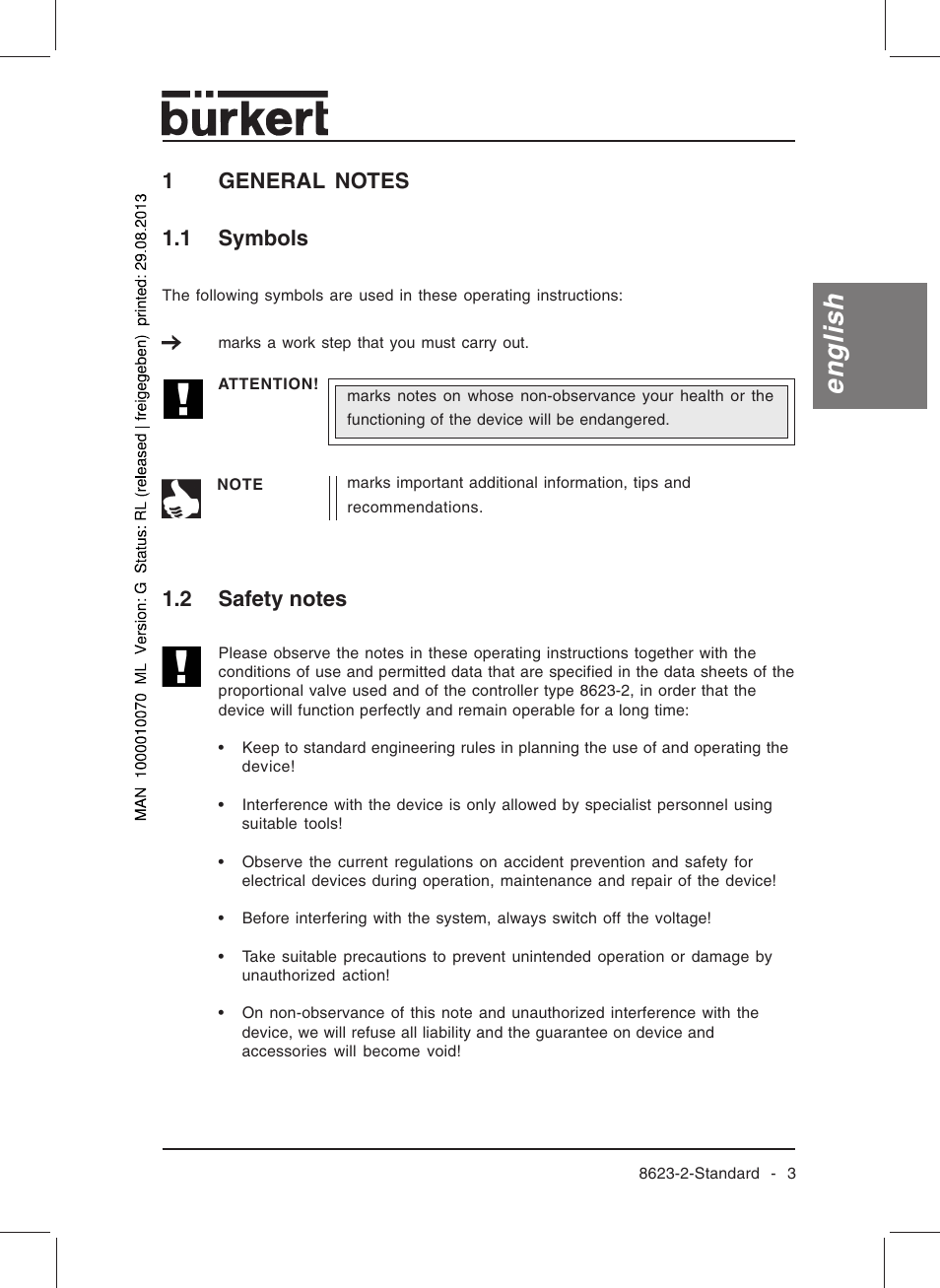 English | Burkert Type 8623 User Manual | Page 5 / 130