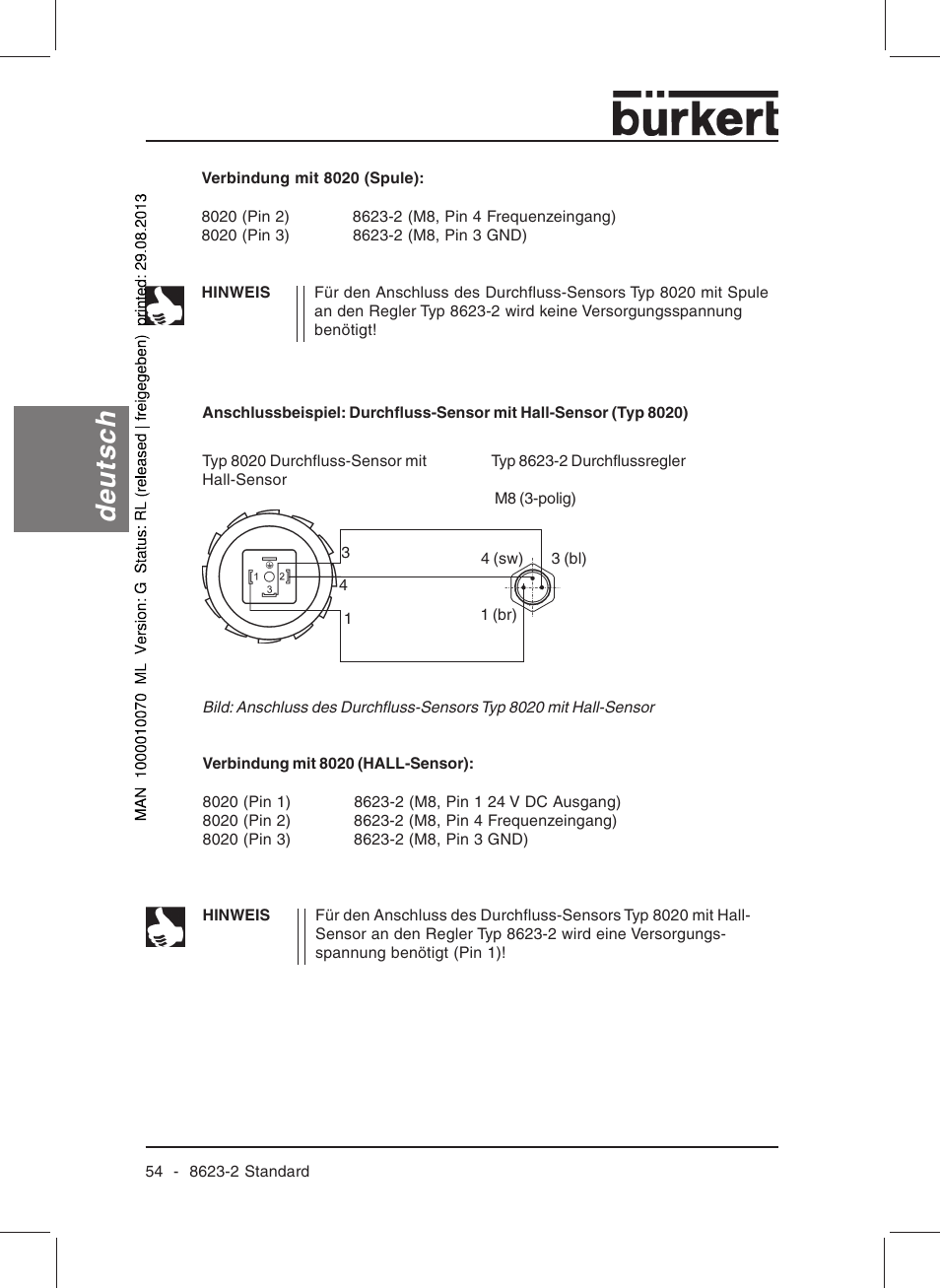 Deutsch | Burkert Type 8623 User Manual | Page 56 / 130