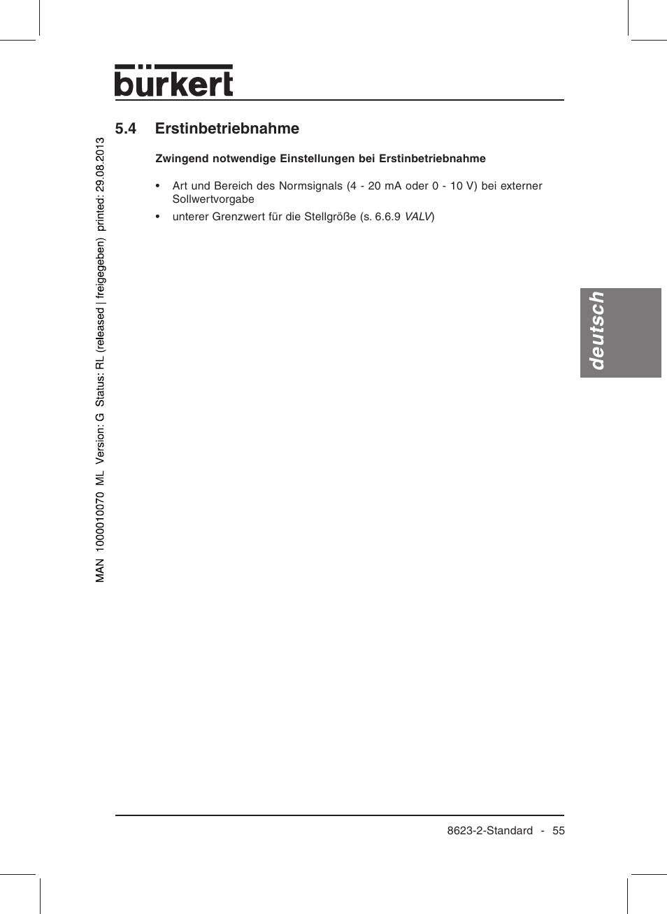 Deutsch, 4 erstinbetriebnahme | Burkert Type 8623 User Manual | Page 57 / 130