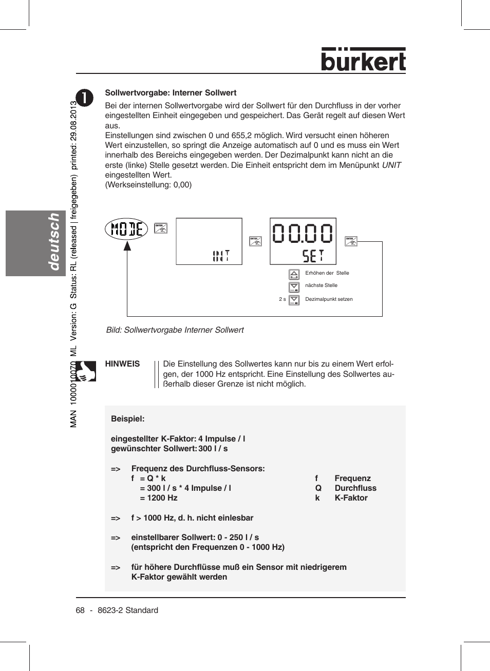 Deutsch | Burkert Type 8623 User Manual | Page 70 / 130