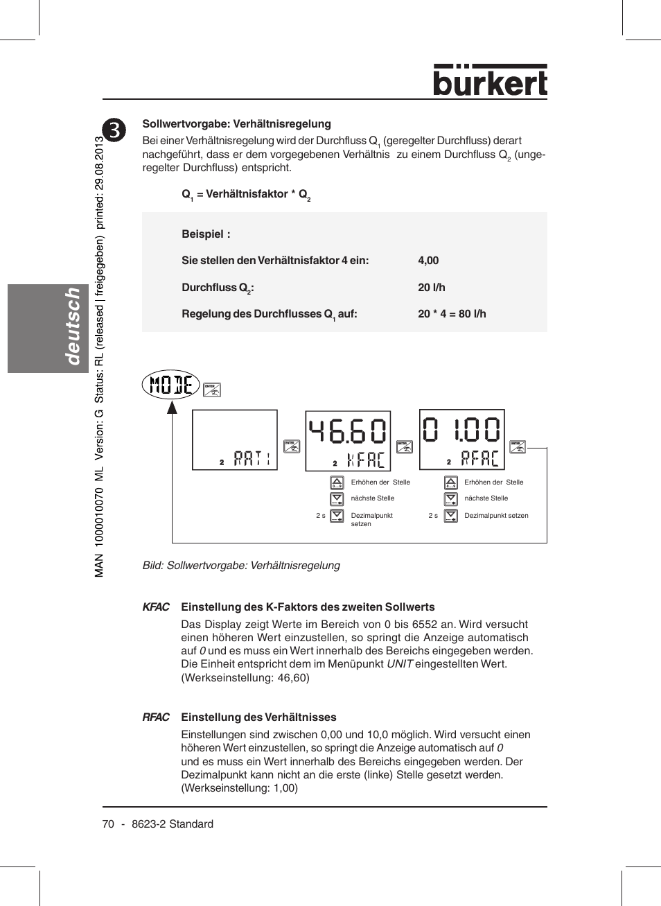 Deutsch | Burkert Type 8623 User Manual | Page 72 / 130