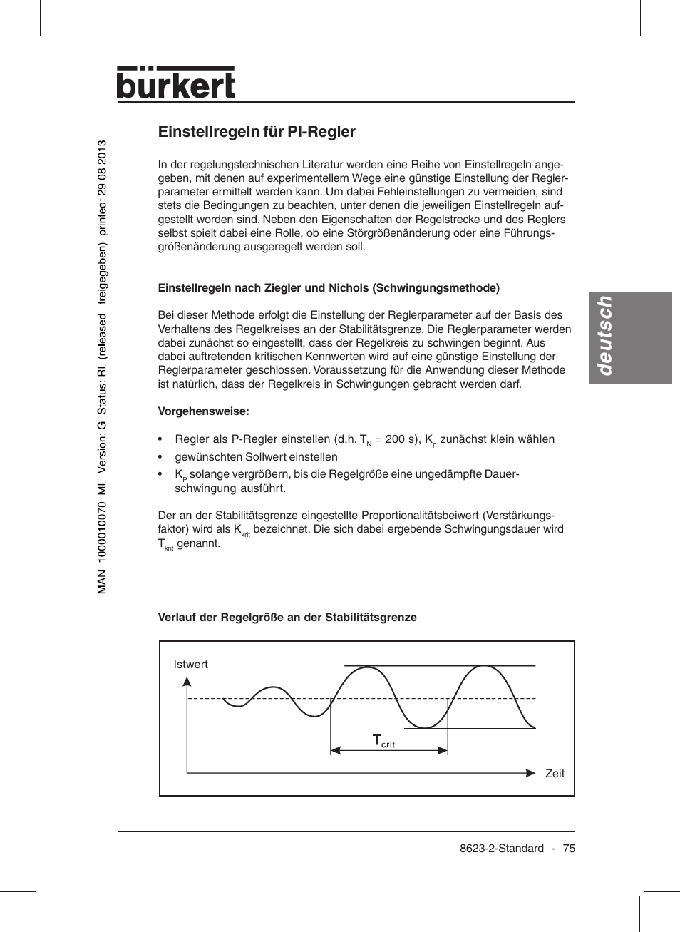 Deutsch, Einstellregeln für pi-regler | Burkert Type 8623 User Manual | Page 77 / 130