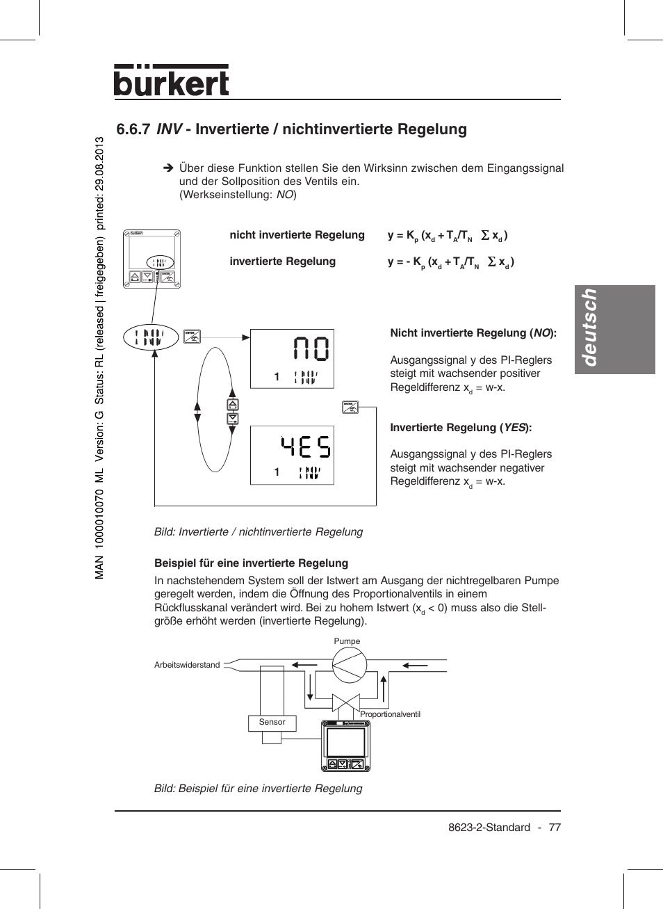 Deutsch, 7 inv - invertierte / nichtinvertierte regelung | Burkert Type 8623 User Manual | Page 79 / 130