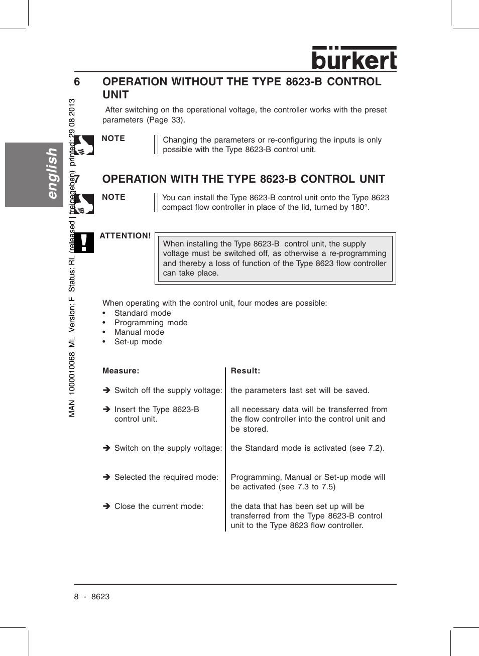 English | Burkert Type 8623 User Manual | Page 10 / 90