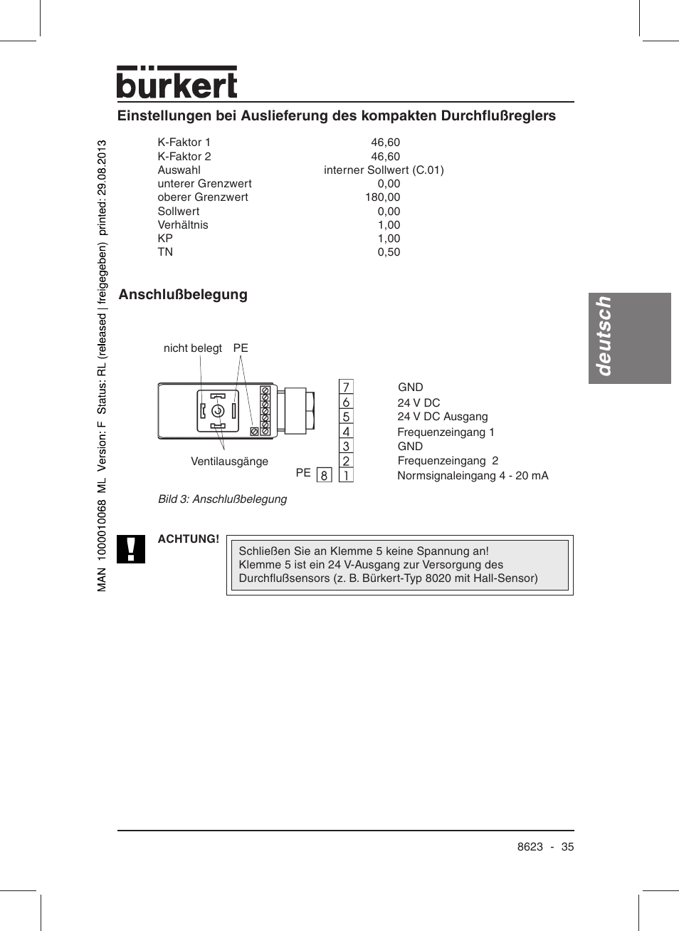 Deutsch | Burkert Type 8623 User Manual | Page 37 / 90