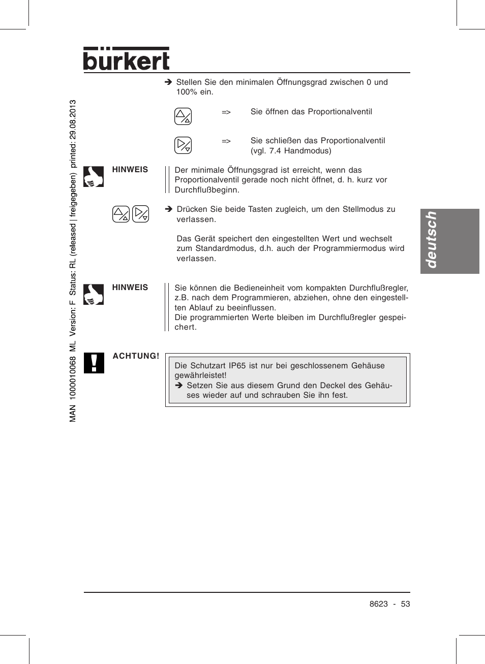 Deutsch | Burkert Type 8623 User Manual | Page 55 / 90