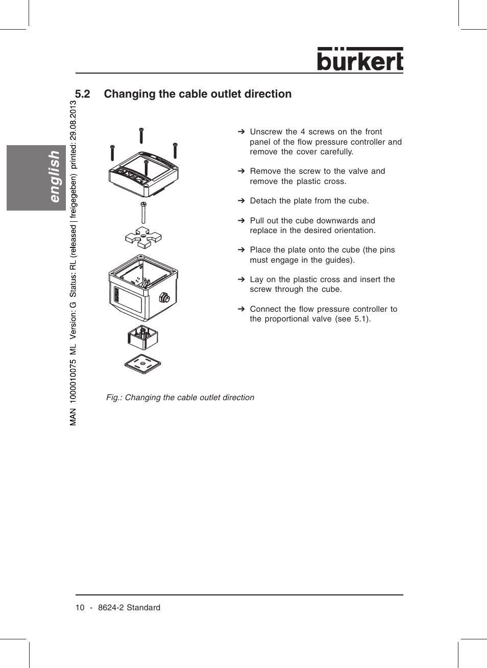 English, 2 changing the cable outlet direction | Burkert Type 8624 User Manual | Page 12 / 124