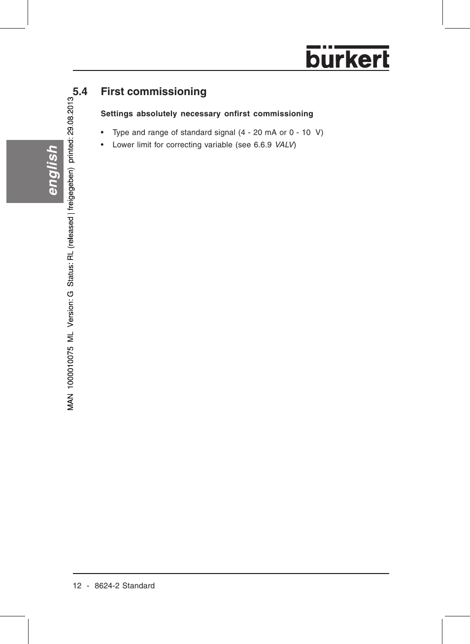 English, 4 first commissioning | Burkert Type 8624 User Manual | Page 14 / 124