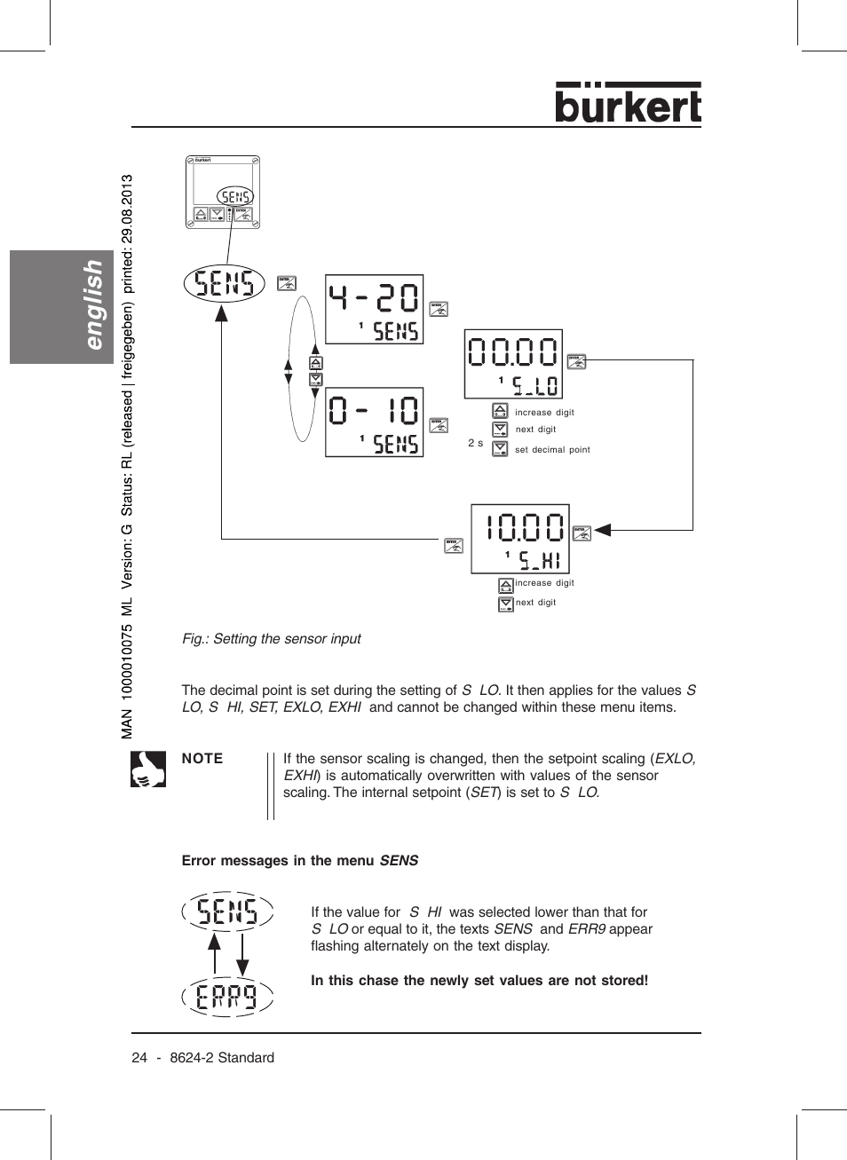 English | Burkert Type 8624 User Manual | Page 26 / 124