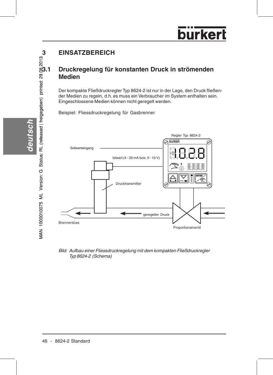 Deutsch, 3einsatzbereich | Burkert Type 8624 User Manual | Page 48 / 124
