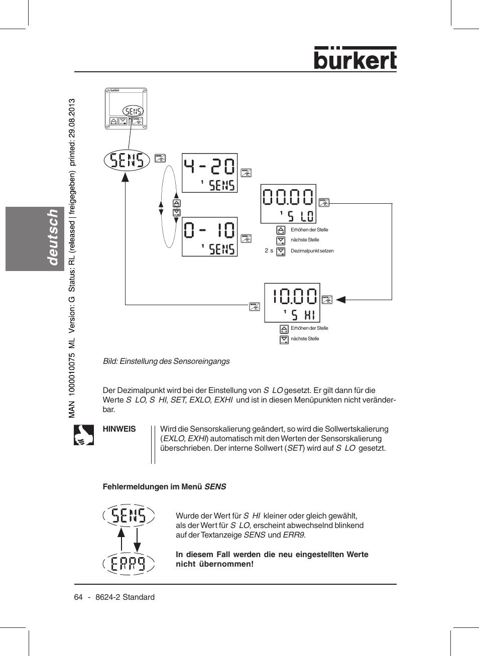 Deutsch | Burkert Type 8624 User Manual | Page 66 / 124