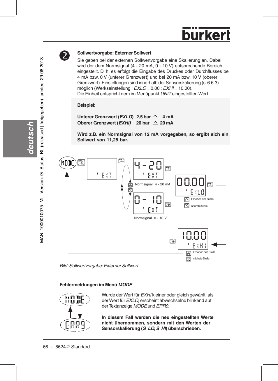 Deutsch | Burkert Type 8624 User Manual | Page 68 / 124