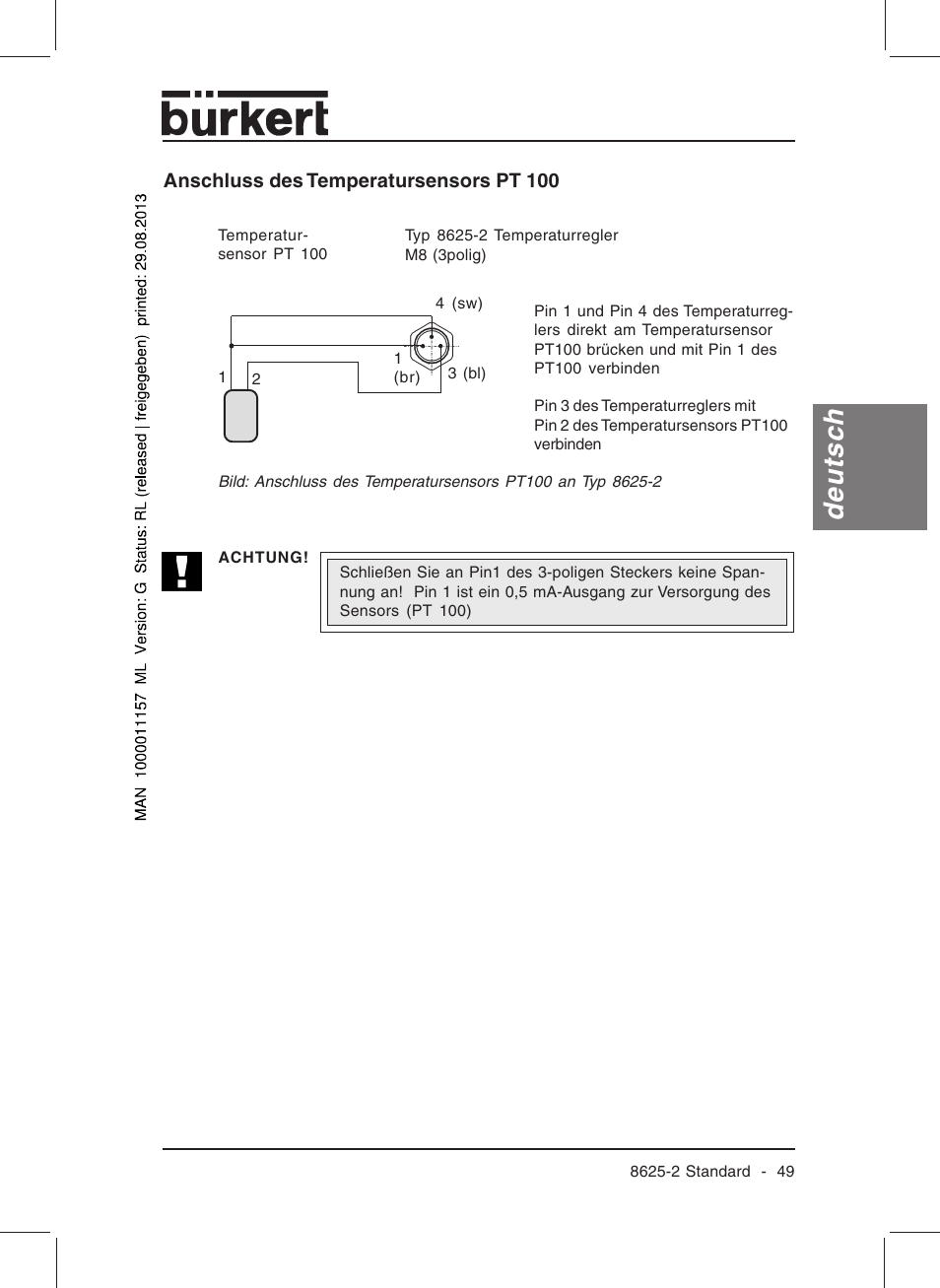 Deutsch | Burkert Type 8625 User Manual | Page 51 / 118