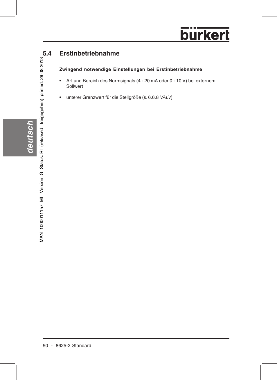 Deutsch, 4 erstinbetriebnahme | Burkert Type 8625 User Manual | Page 52 / 118