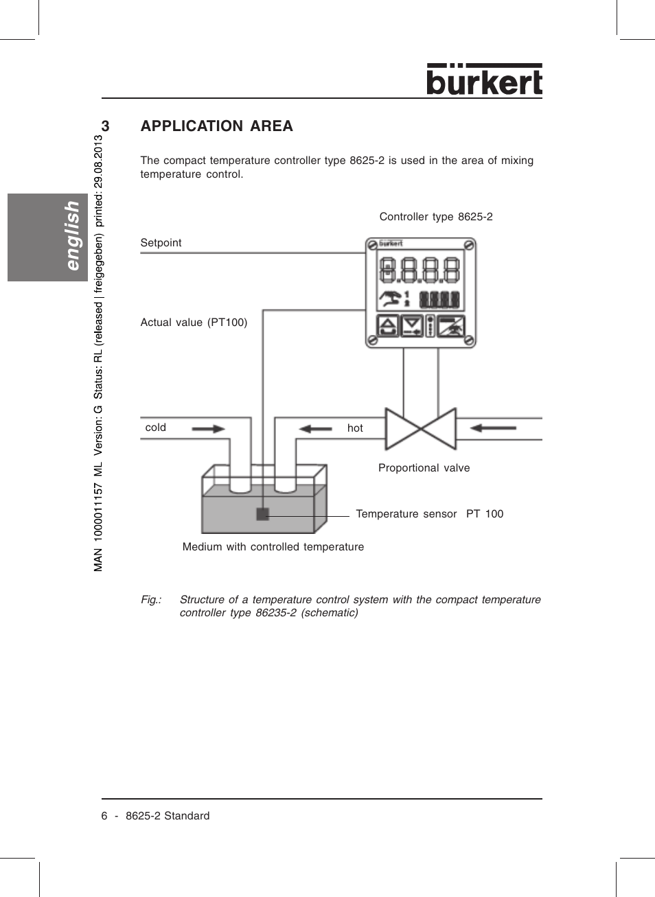 English, 3application area | Burkert Type 8625 User Manual | Page 8 / 118