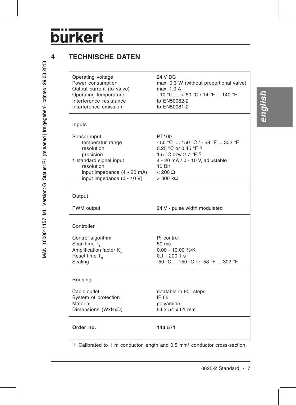 English, 4technische daten | Burkert Type 8625 User Manual | Page 9 / 118