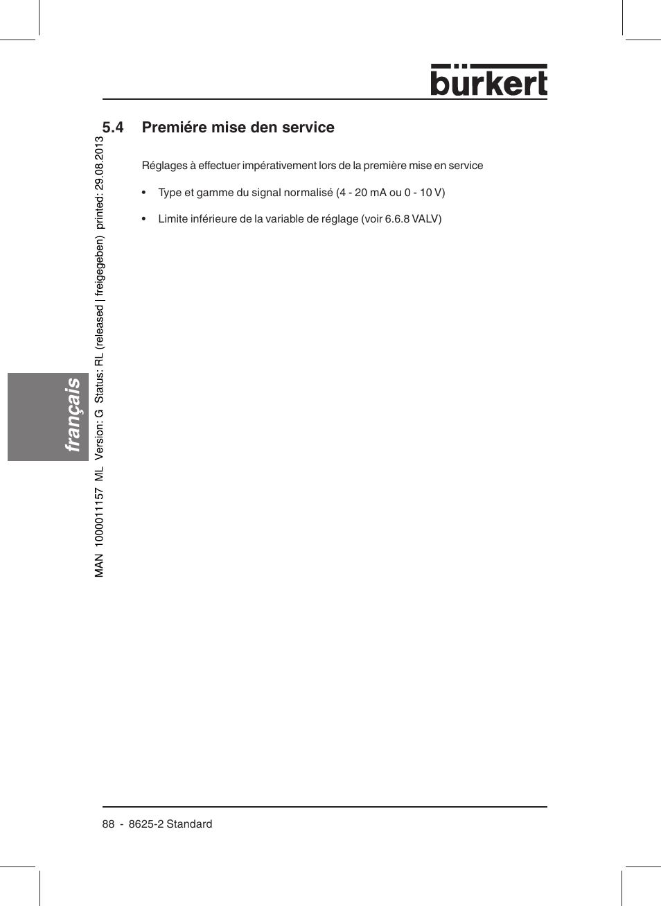 Français | Burkert Type 8625 User Manual | Page 90 / 118