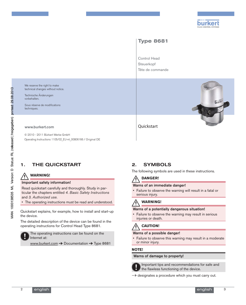 Burkert Type 8681 User Manual | 40 pages