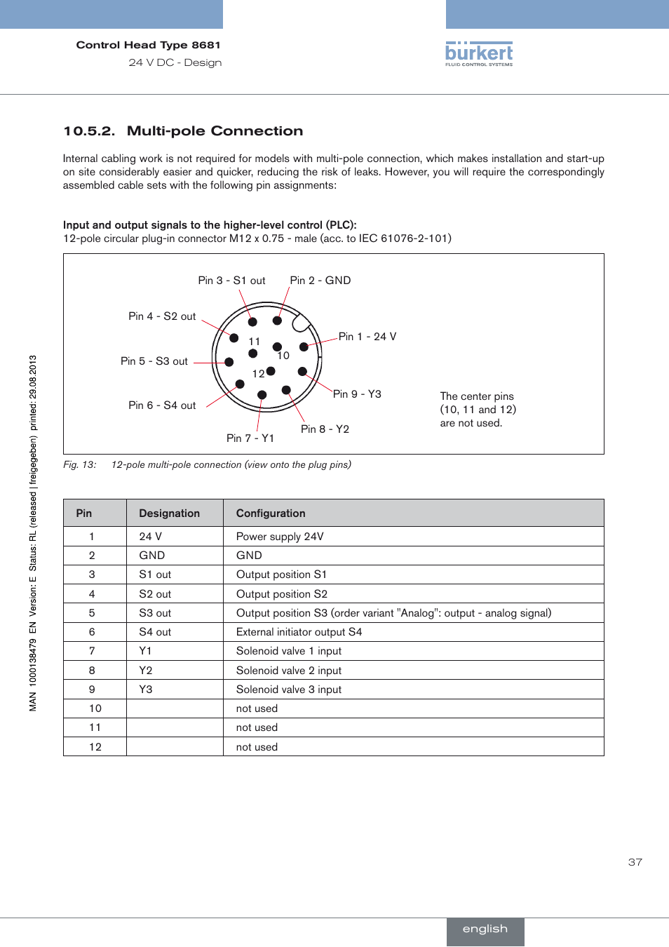 Multi-pole connection | Burkert Type 8681 User Manual | Page 37 / 90