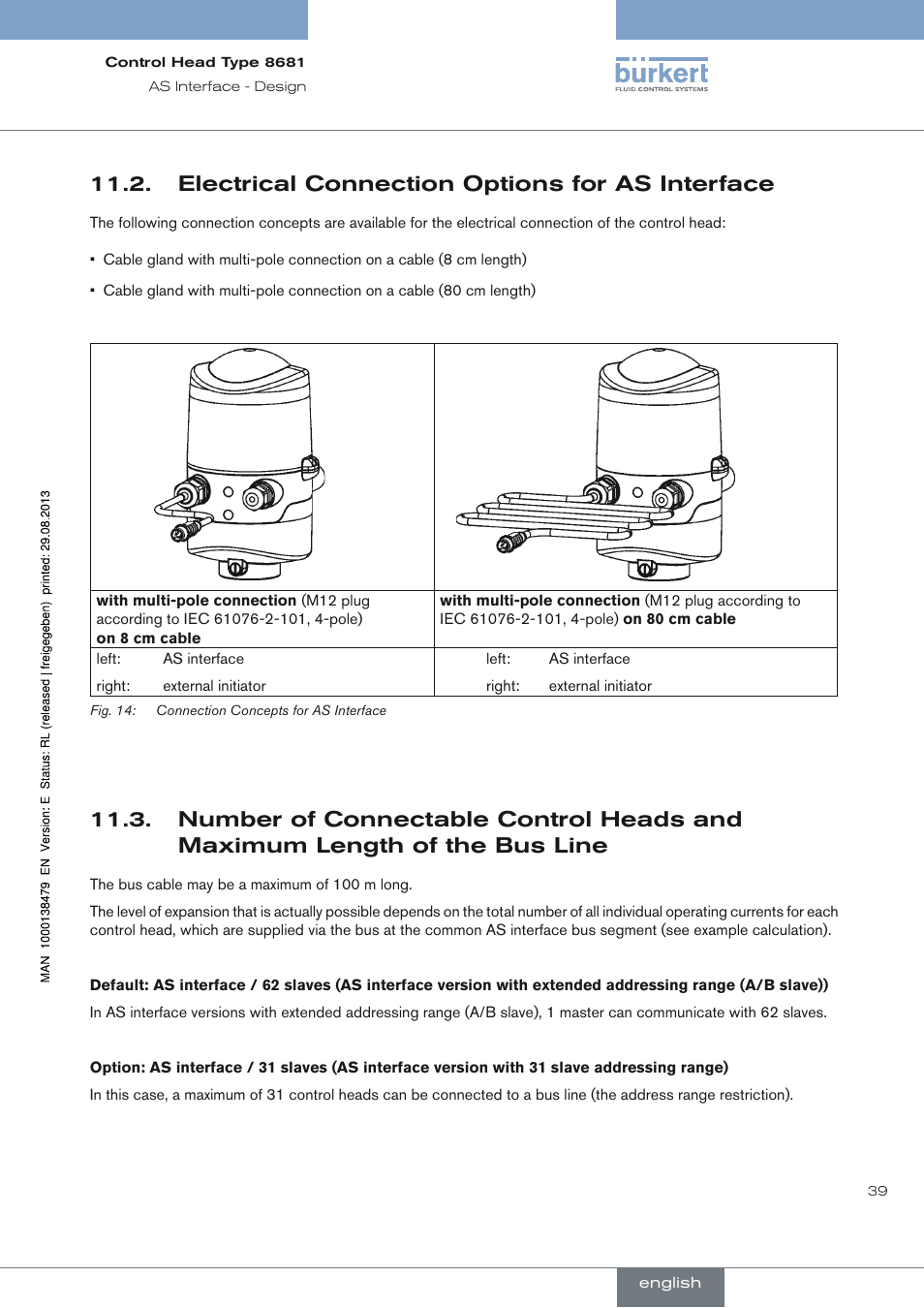 Electrical connection options for as interface | Burkert Type 8681 User Manual | Page 39 / 90