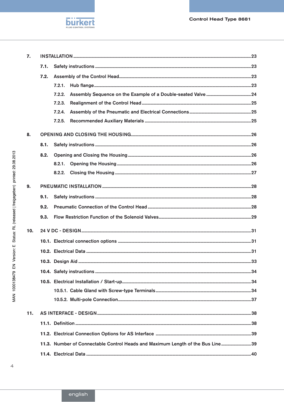 Burkert Type 8681 User Manual | Page 4 / 90
