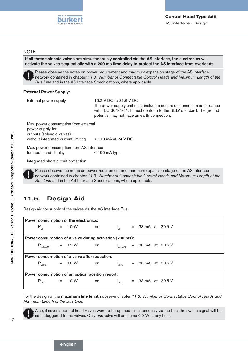 Design aid, Design aid 11.5 | Burkert Type 8681 User Manual | Page 42 / 90