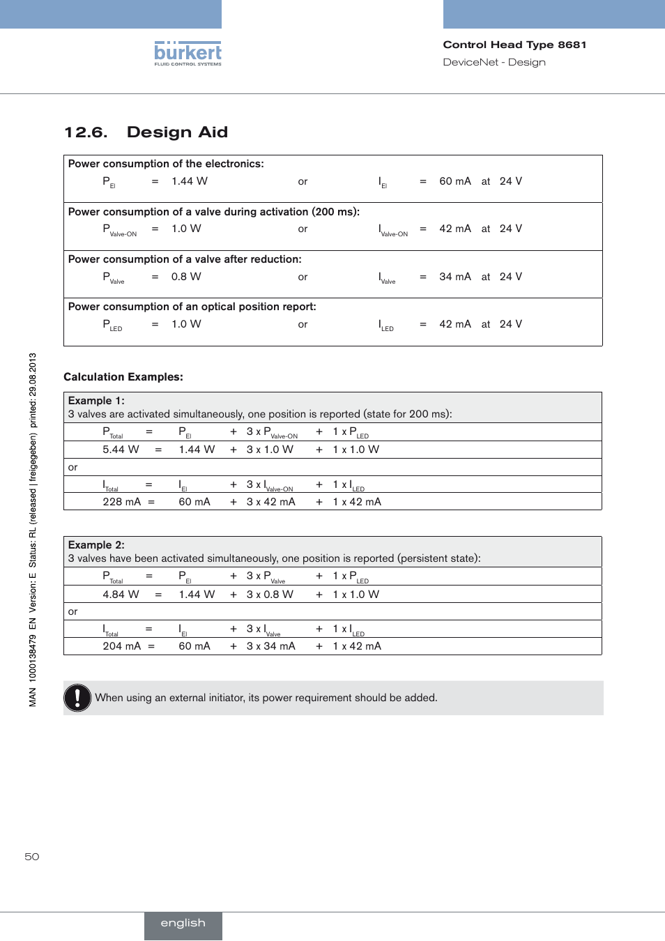 Design aid, Design aid 12.6 | Burkert Type 8681 User Manual | Page 50 / 90