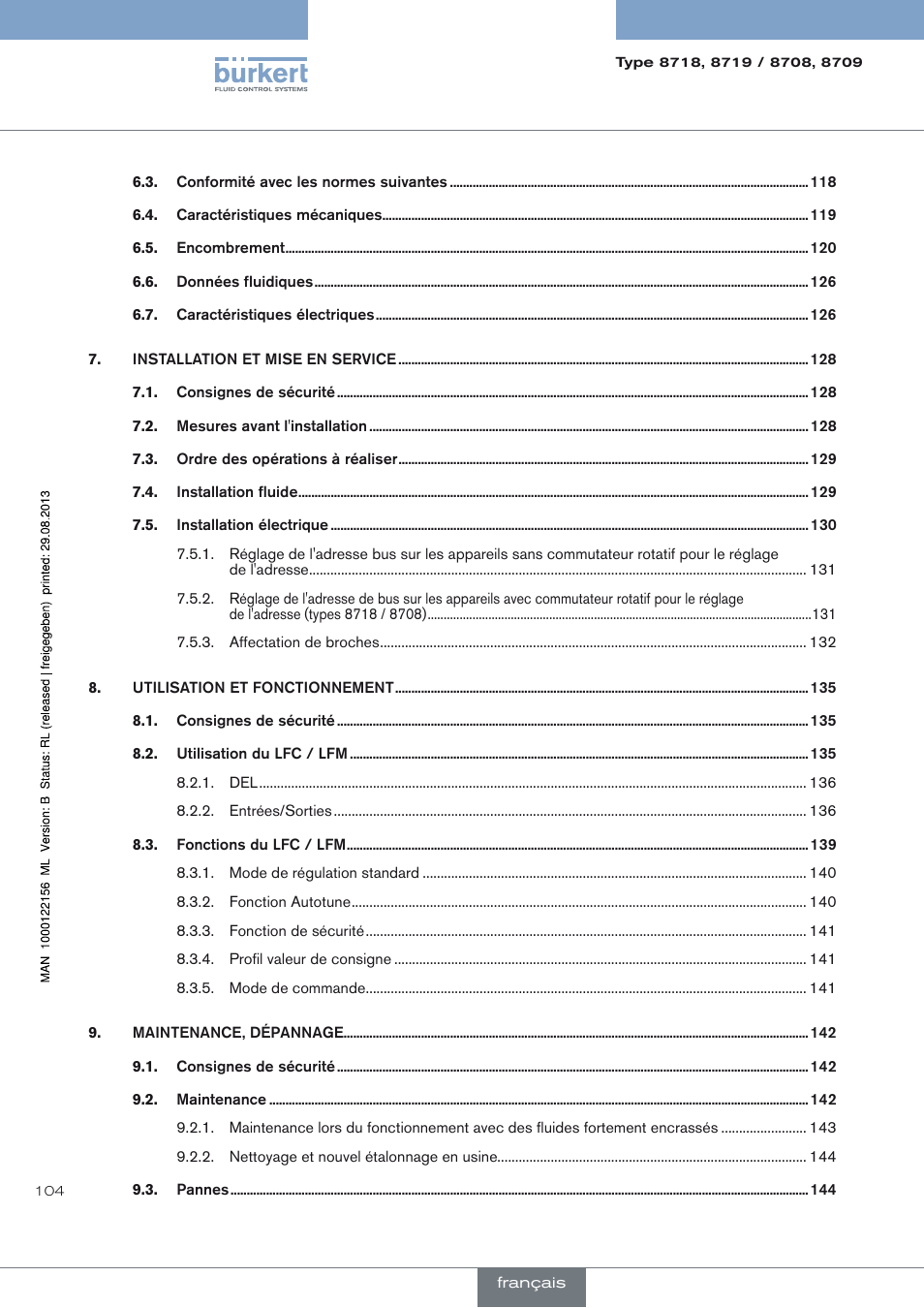 Burkert Type 8709 User Manual | Page 104 / 154