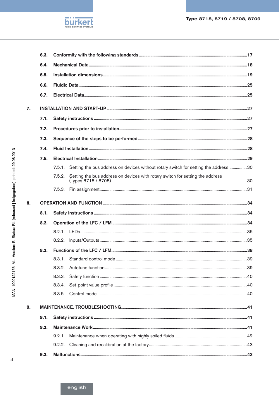 Burkert Type 8709 User Manual | Page 4 / 154