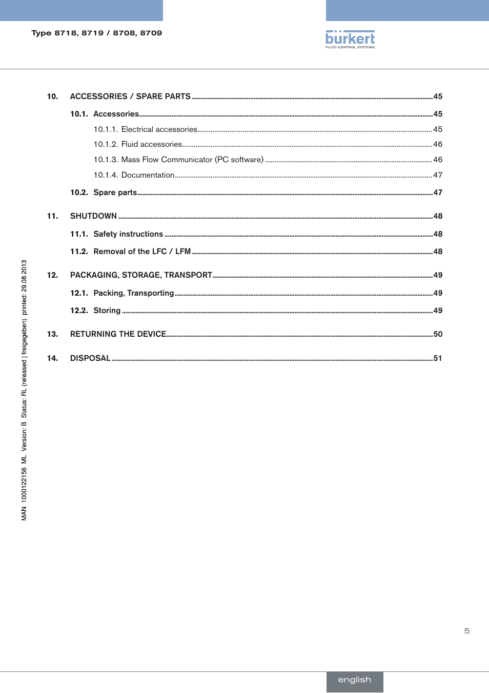 Burkert Type 8709 User Manual | Page 5 / 154