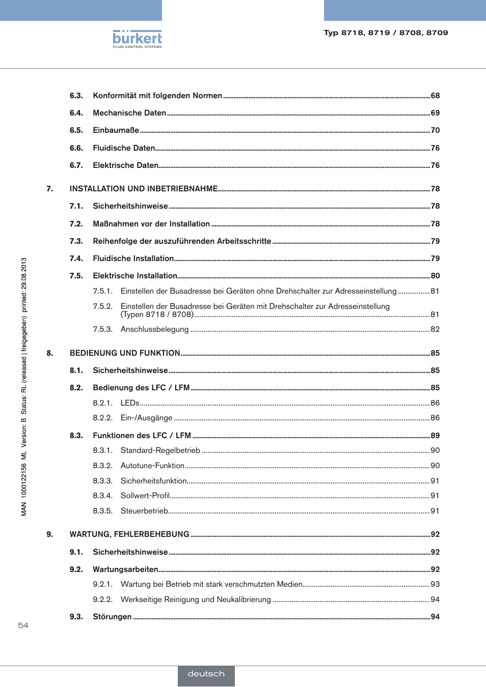 Burkert Type 8709 User Manual | Page 54 / 154