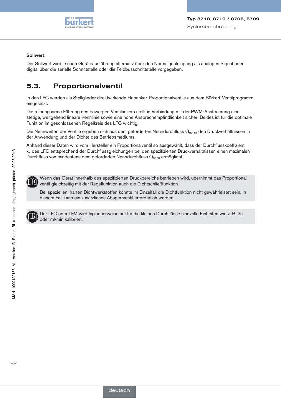 Proportionalventil, Proportionalventil 5.3 | Burkert Type 8709 User Manual | Page 66 / 154