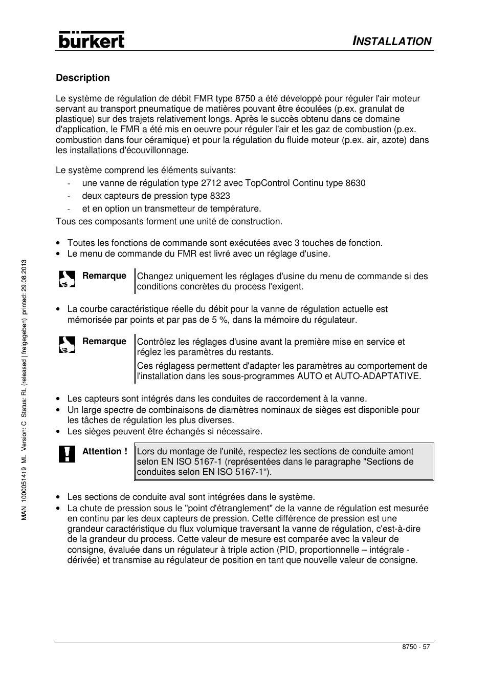 Nstallation | Burkert Type 8750 User Manual | Page 59 / 82