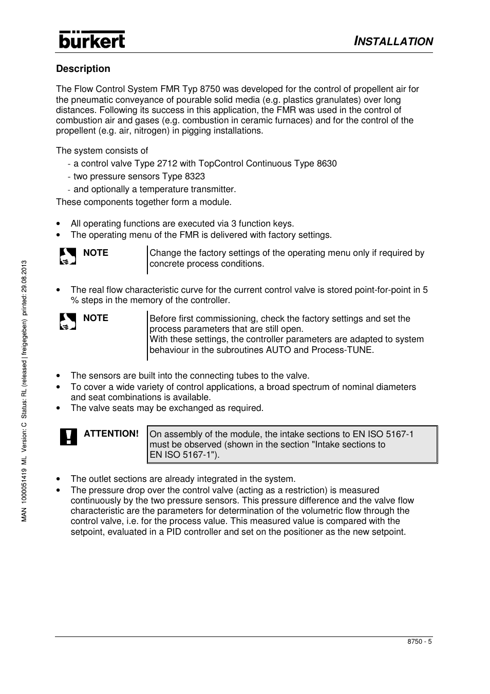 Nstallation | Burkert Type 8750 User Manual | Page 7 / 82