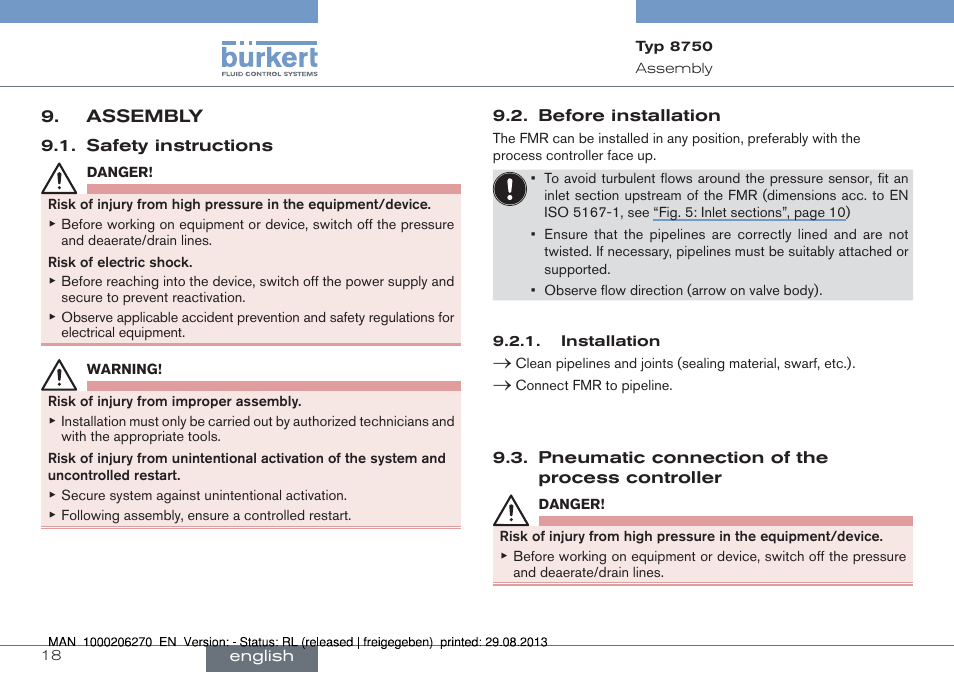 Assembly | Burkert Type 8750 User Manual | Page 18 / 64