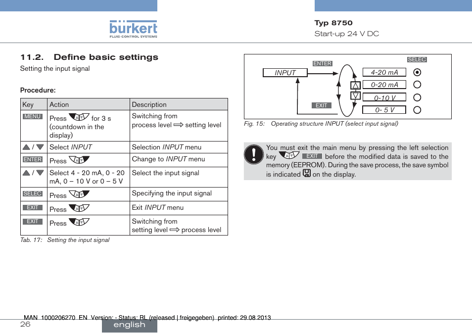 Define basic settings | Burkert Type 8750 User Manual | Page 26 / 64