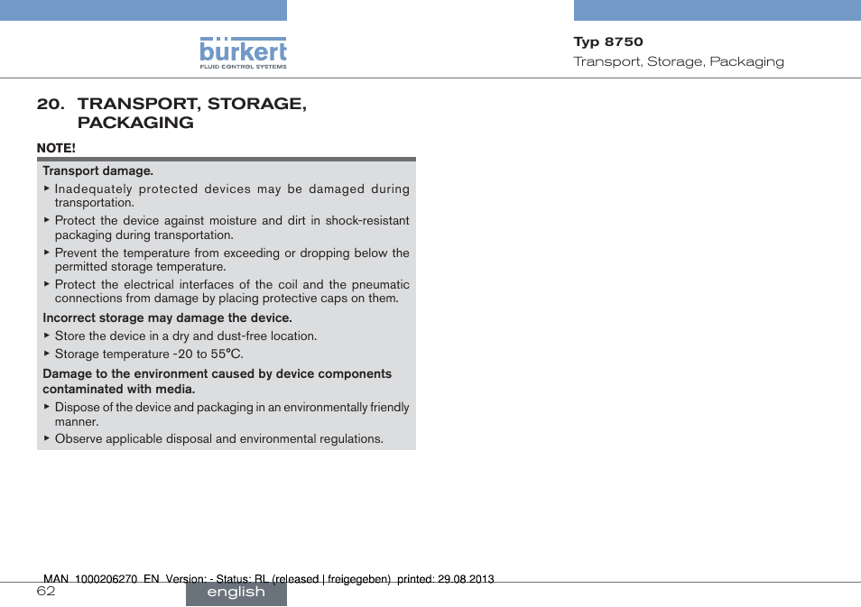 Burkert Type 8750 User Manual | Page 62 / 64