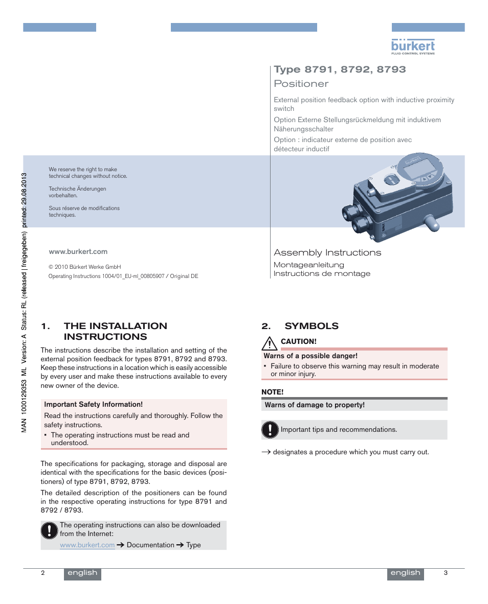 Burkert Type 8793 User Manual | 15 pages