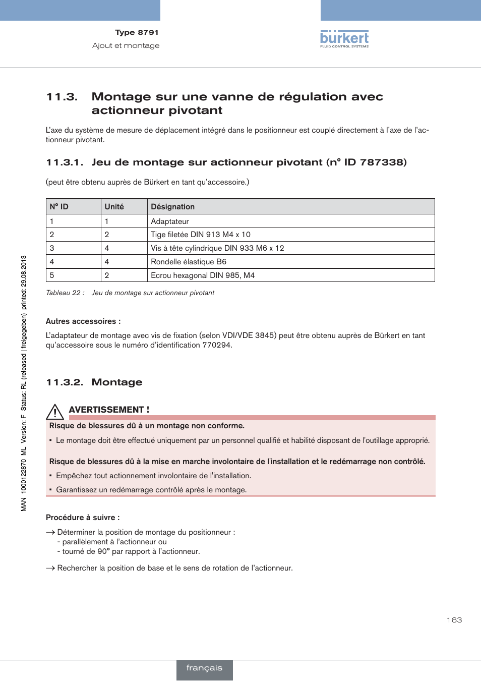 Montage | Burkert Type 8791 User Manual | Page 163 / 184