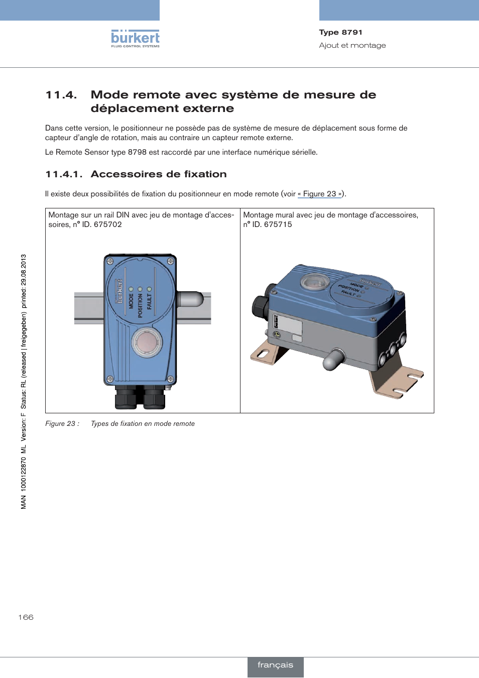 Accessoires de fixation | Burkert Type 8791 User Manual | Page 166 / 184