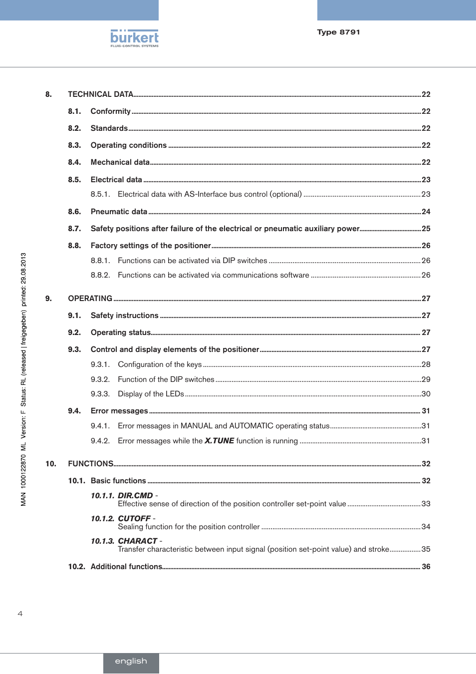 Burkert Type 8791 User Manual | Page 4 / 184